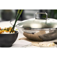 FRIGIDEIRA WOK SEM REVESTIMENTO E TAMPA DE VIDRO, 32CM