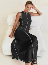 Vestido Midi de Malha Sem Mangas Eleganza