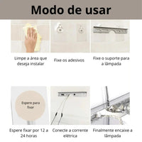 Lâmpada de Parede de Aço Inoxidável com Adesivo de Colagem Carpetino