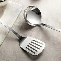 Kit de Utensílios de Cozinha em Aço Inox com Cabo de Cerâmica – 7 Peças